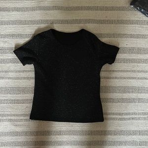 Girls Medium Cheryl Kids Creations black stretchy silver glitter top like new